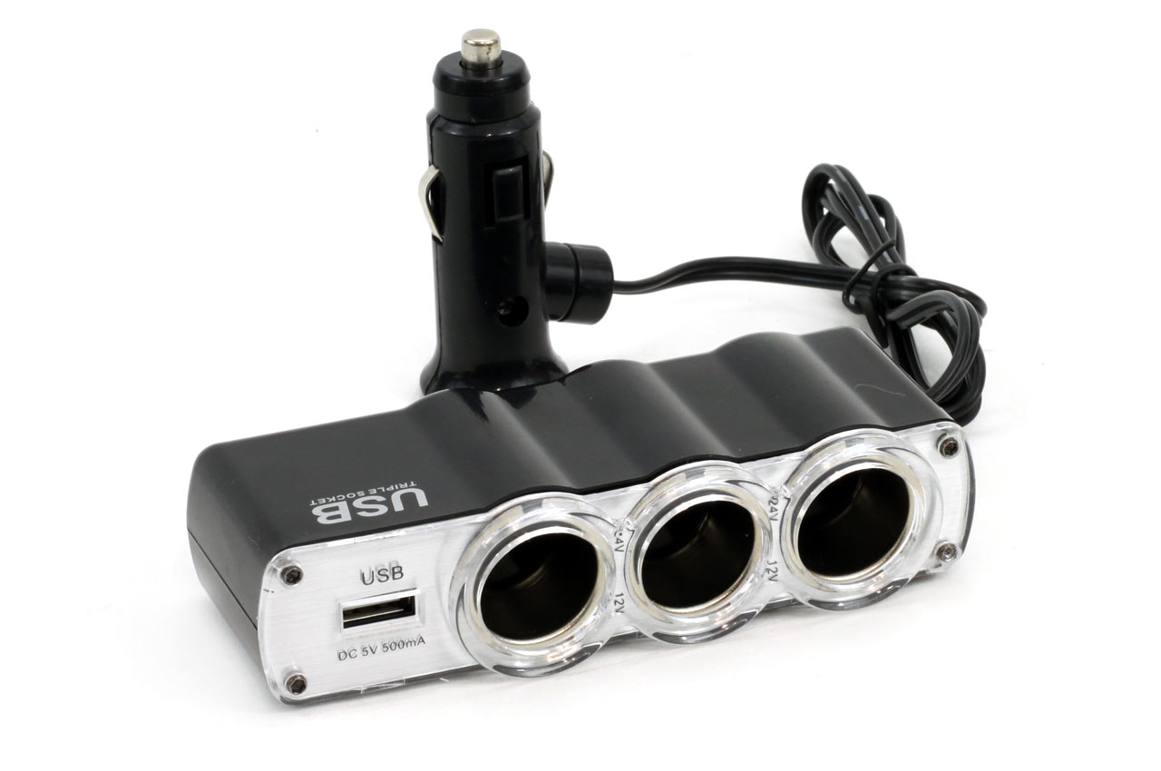 Rozgałęźnik rozgałęziacz zapalniczki SOC4 3+1 USB AMIO-01031 