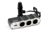 Rozgałęźnik rozgałęziacz zapalniczki SOC4 3+1 USB AMIO-01031 