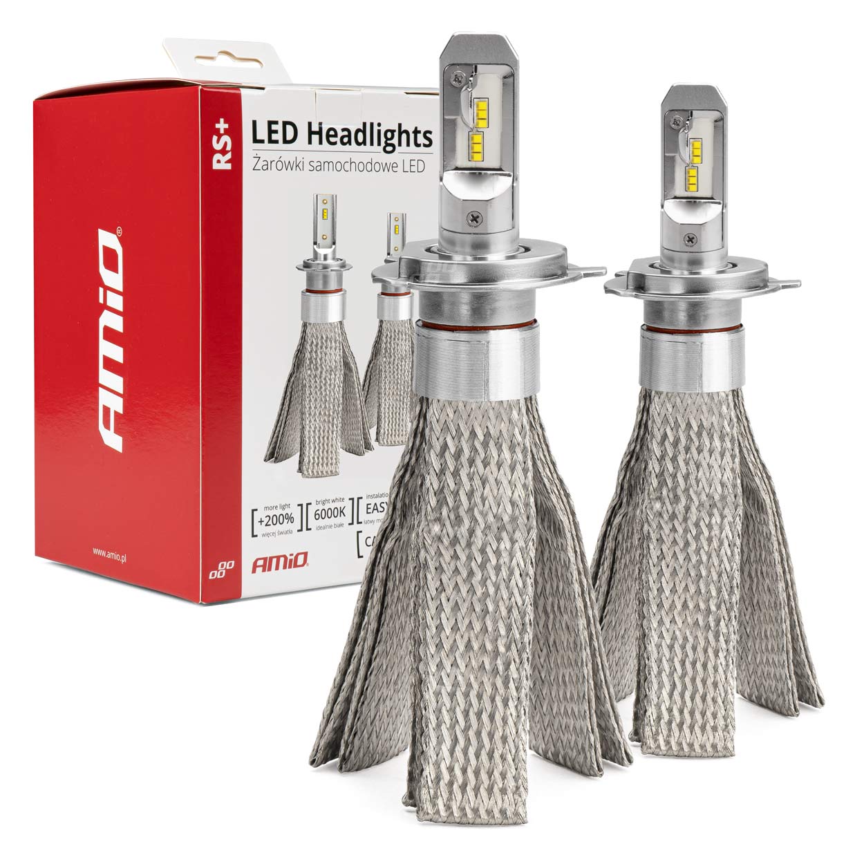 Żarówki samochodowe LED seria RS+ H4 50W Canbus slim AMIO-01082 