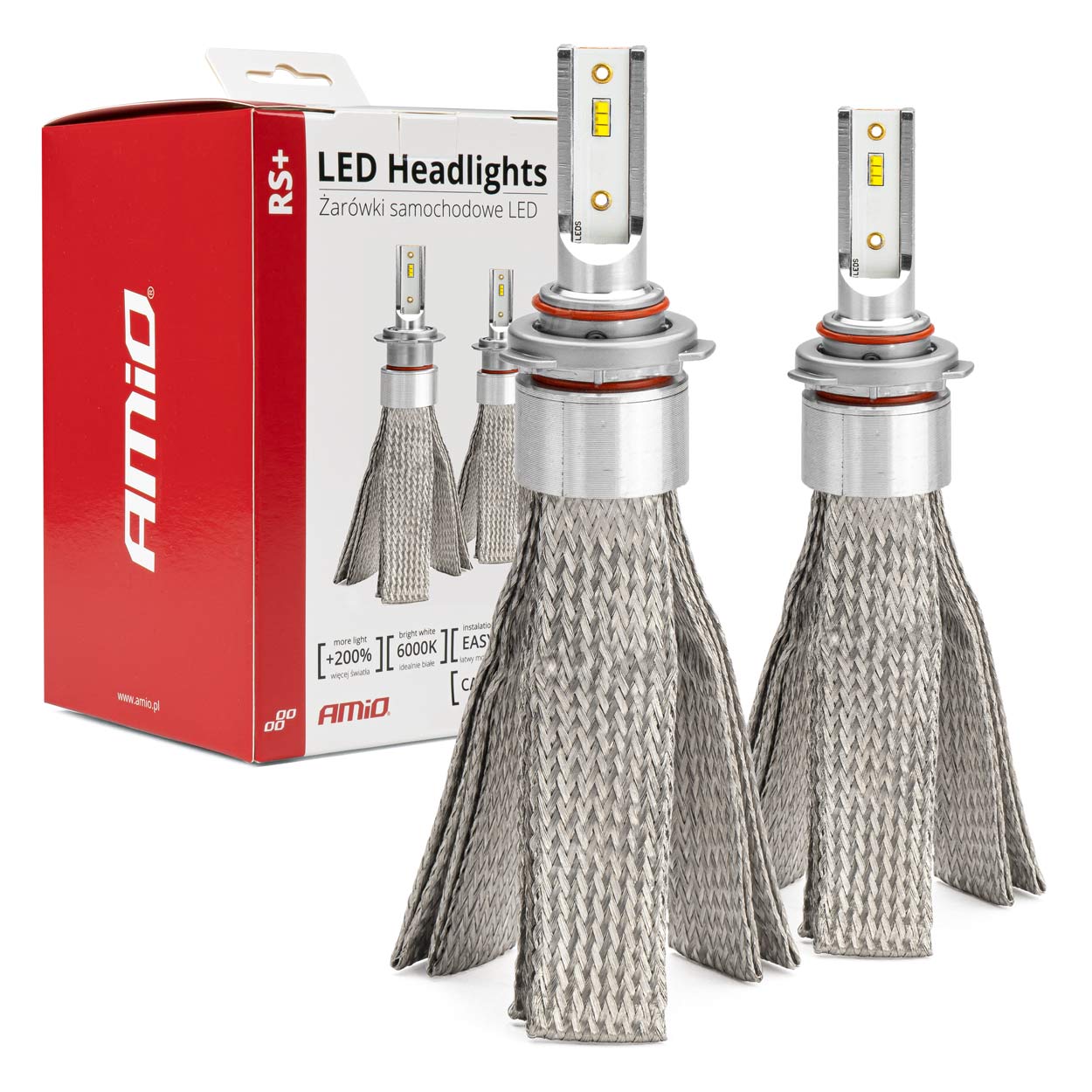 Żarówki samochodowe LED seria RS+ canbus HB3 9005 50W slim AMIO-01087 