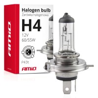 Żarówka halogenowa H4 12V 60/55W filtr UV (E8) AMIO-01268 