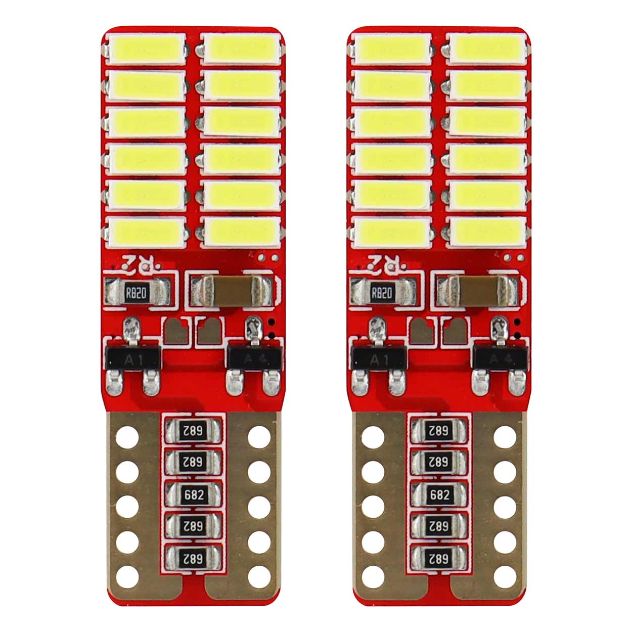 Żarówki LED CANBUS 24SMD 4014 T10e W5W White 12V 24V AMIO-01287 