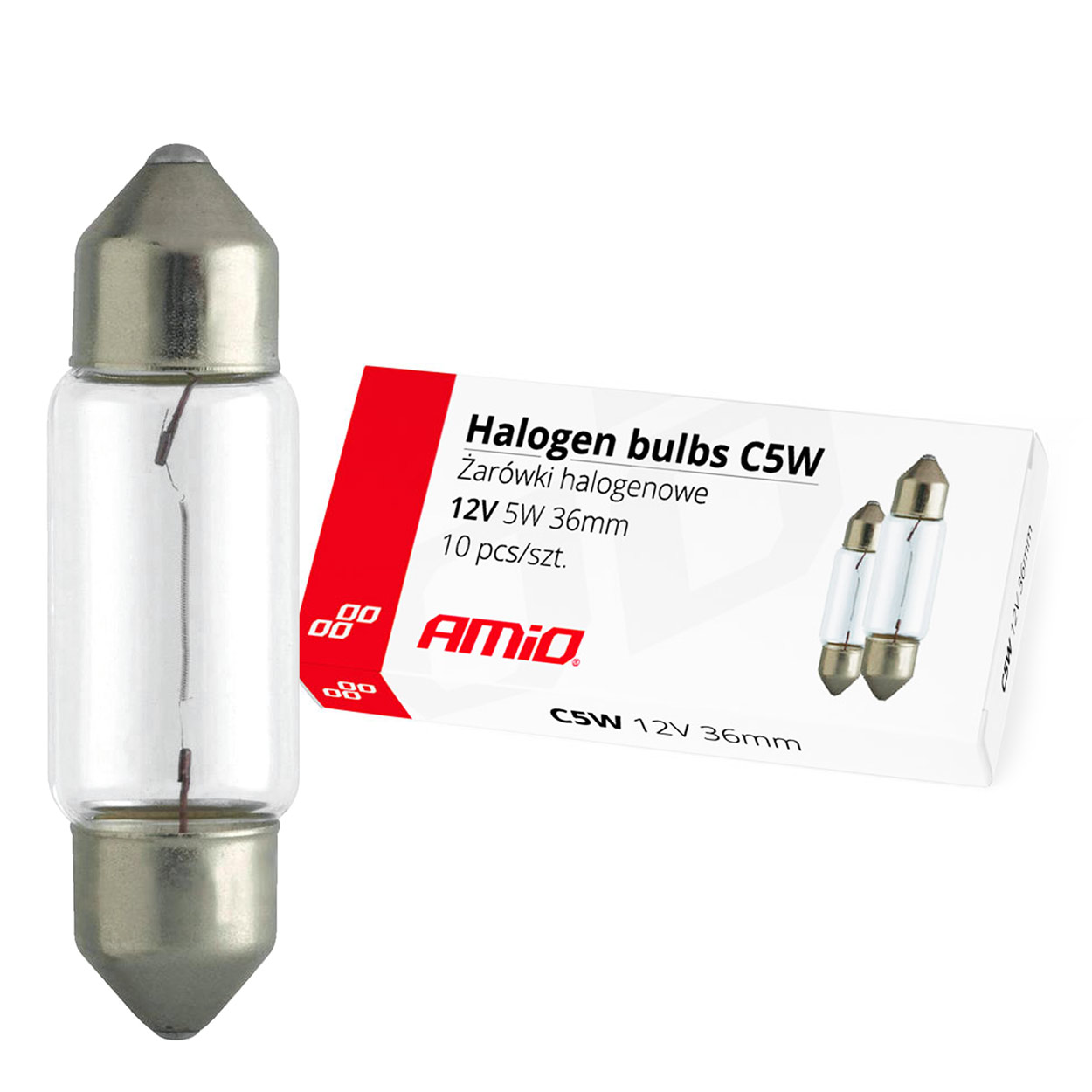 Żarówki halogenowe C5W Festoon 36mm 12V 10 szt. AMIO-01486 