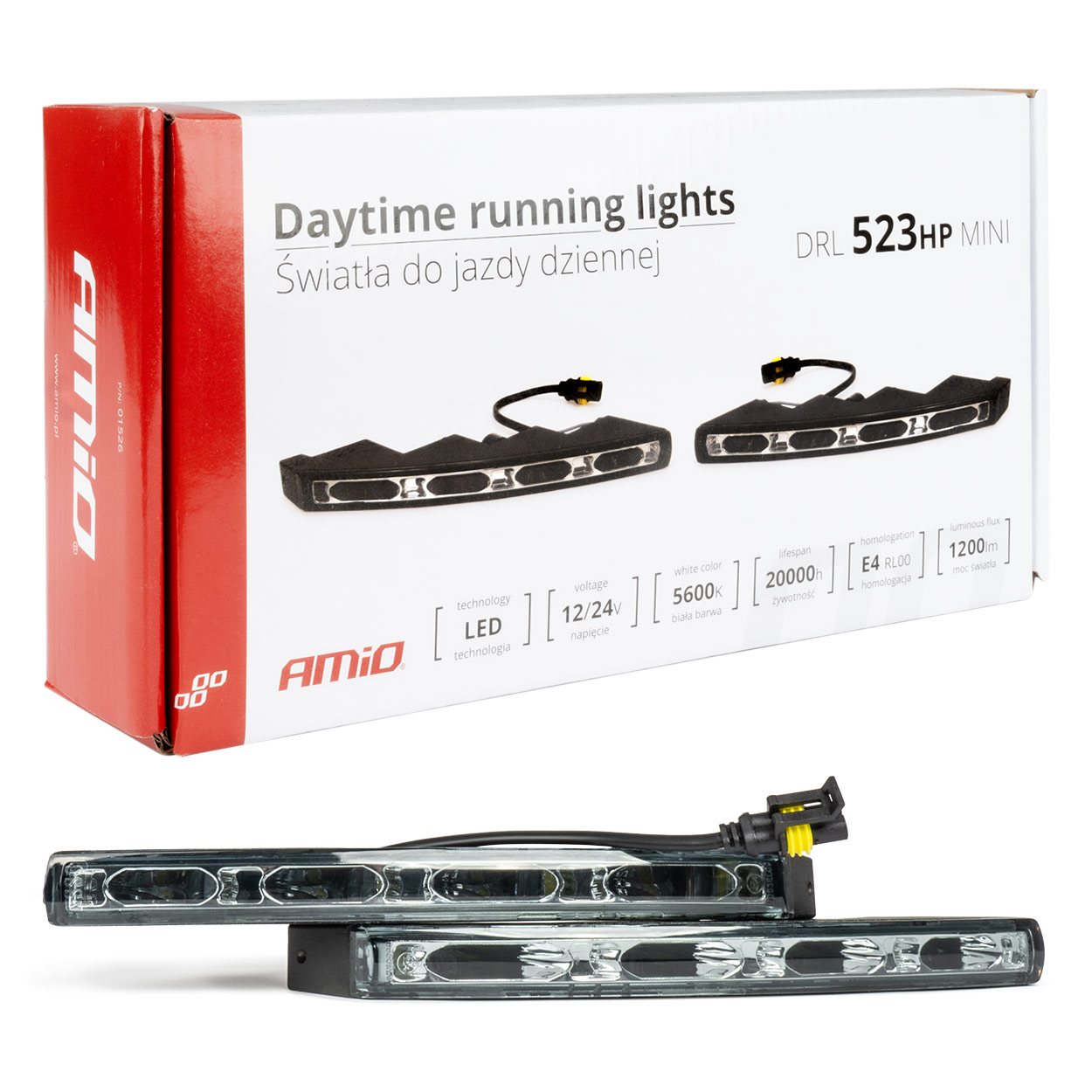 Światła do jazdy dziennej DRL 523HP mini AMIO-01526 