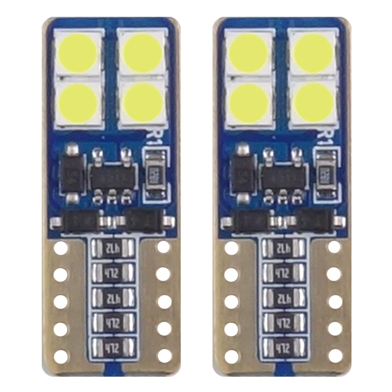 Żarówki LED CANBUS 8SMD 2835 T10e W5W White 12V 24V AMIO-01635 
