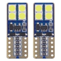 Żarówki LED CANBUS 8SMD 2835 T10e W5W White 12V 24V AMIO-01635 