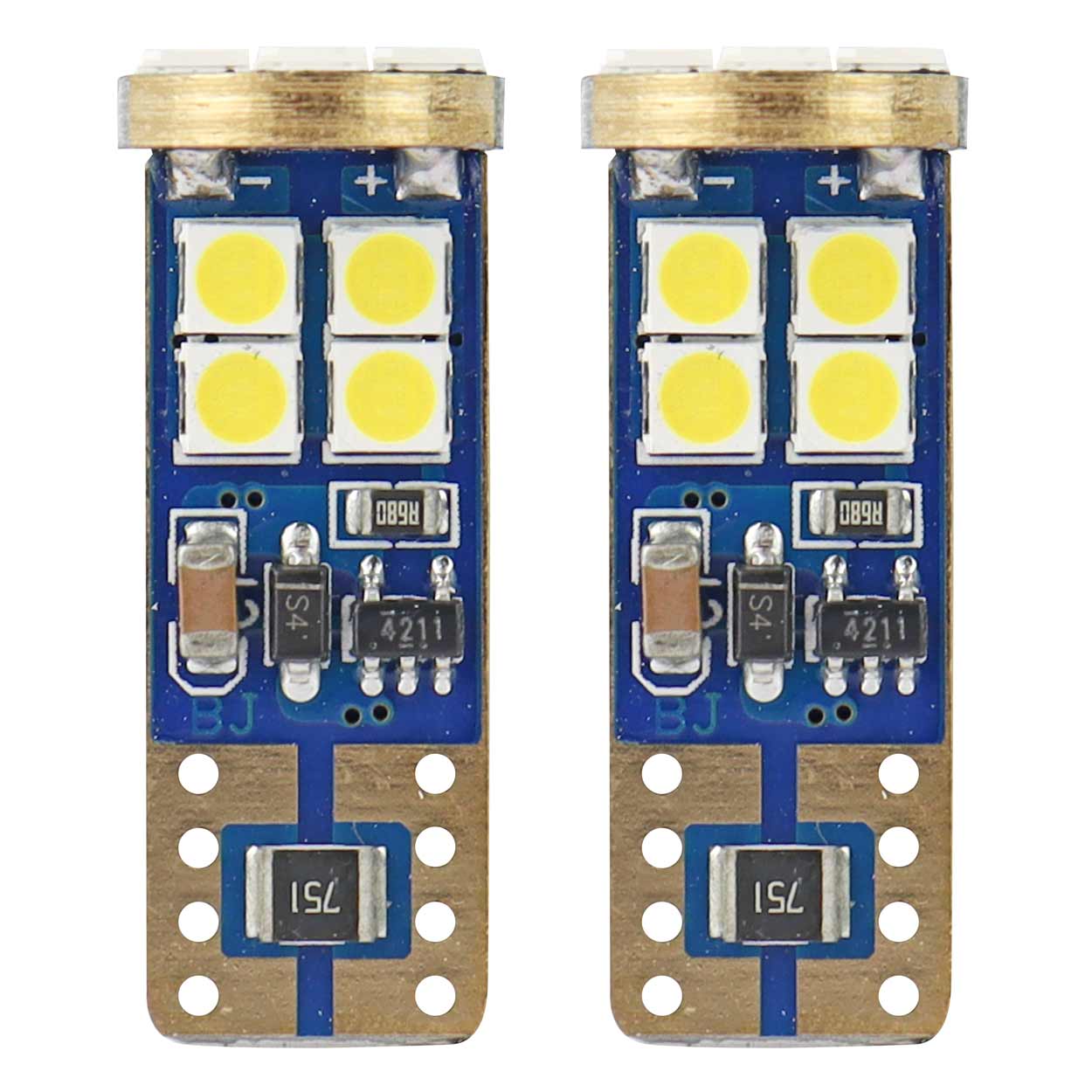 Żarówki LED CANBUS 12SMD 2835 T10e W5W White 12V 24V AMIO-01636 