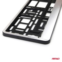 logo Ramka tablicy rejestracyjnej srebrna szczotkowana AMIO-01646