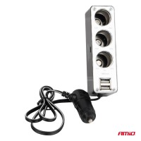 logo Rozgałęźnik rozgałęziacz zapalniczki SOC3 3+1 USB AMIO-01706