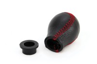 logo Gałka biegów skórzana czerwone nici uniwersalna AMIO-01756