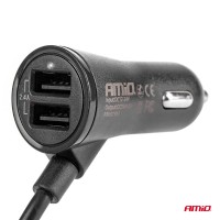 logo Ładowarka przód tył z przedłużaczem 4x USB AMIO-01986