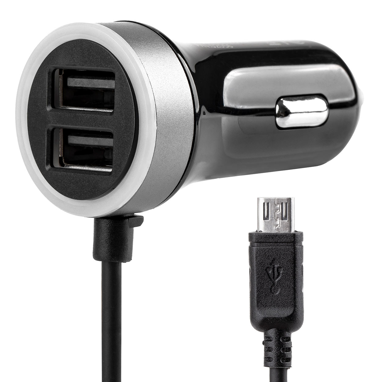 Ładowarka samochodowa PCH PRO-01 microUSB + 2x USB 2.4A 12V 24V AMIO-02056 