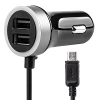Ładowarka samochodowa PCH PRO-01 microUSB + 2x USB 2.4A 12V 24V AMIO-02056 