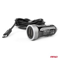 logo Ładowarka samochodowa 12V 24V USB-C + 2x USB 2.4A PRO-3 AMIO-02058