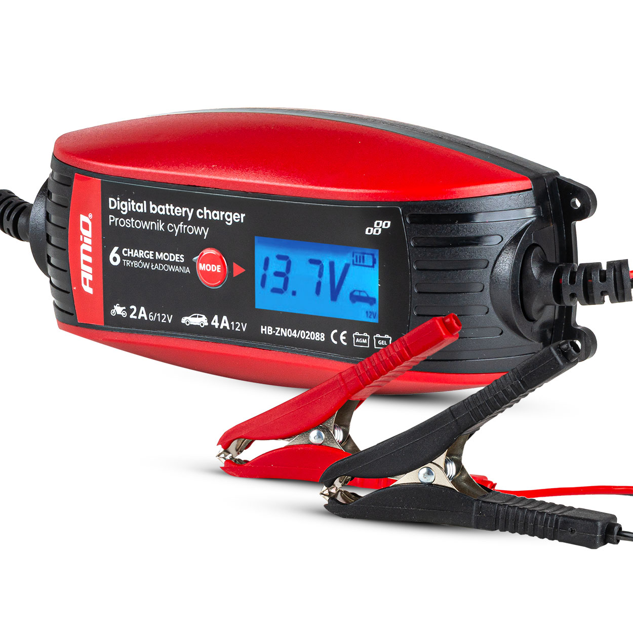 Prostownik cyfrowy ładowarka do akumulatora 6V 12V - 2A 4A - DVL DBC AMIO-02088 