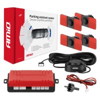 Zestaw czujników parkowania cofania Buzzer 4 sensory czarne wewnętrzne 16,5 mm AMIO-02253 