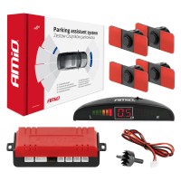 Zestaw czujników parkowania cofania LED 4 sensory czarne wewnętrzne 16,5 mm AMIO-02255 