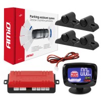 Zestaw czujników parkowania czujniki cofania LED-GRAF 4 sensory czarne 19 mm TRUCK AMIO-02280 