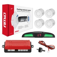 Zestaw czujników parkowania cofania LED COB 4 sensory białe AMIO-02283 