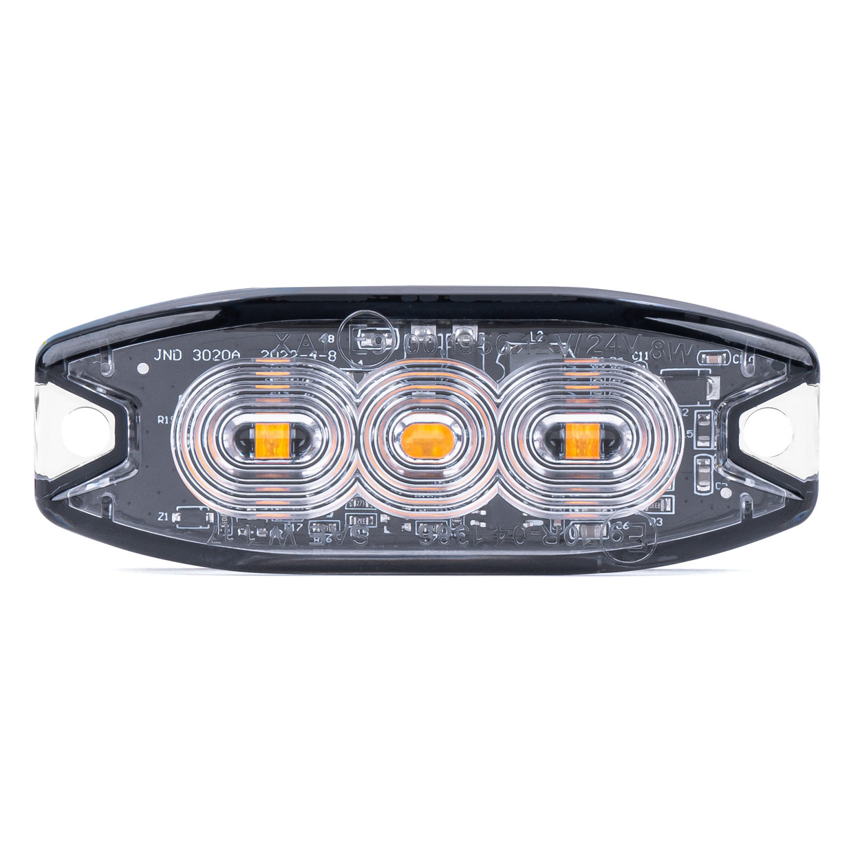Lampa błyskowa ostrzegawcza płaska 3 LED R65 R10 12-24V AMIO-02297 