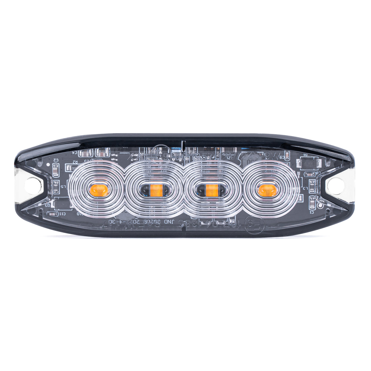 Lampa błyskowa ostrzegawcza płaska 4 LED R65 R10 12-24V AMIO-02298 