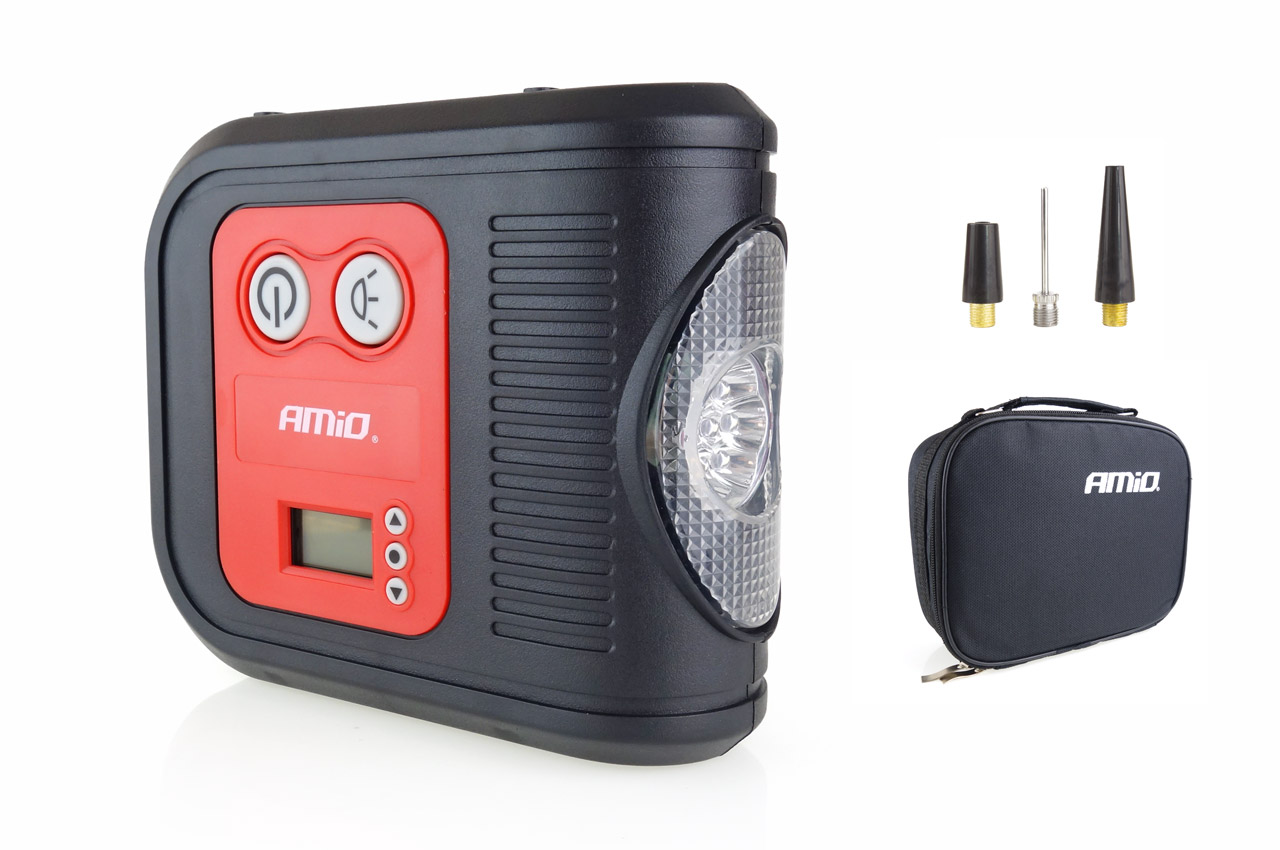 Kompresor samochodowy cyfrowy LED LCD 12V ACOMP-10 AMIO-02380 