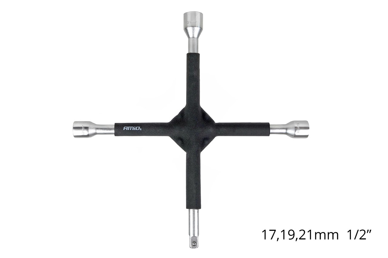 Klucz krzyżakowy gumowany 17 mm 19 mm 21 mm 1/2 AMIO-02402 