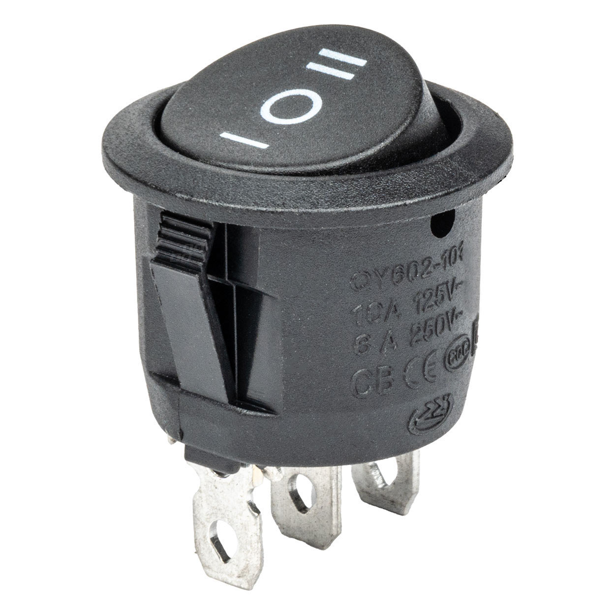 Włącznik czarny okrągły 12/230V BU03 AMIO-02463 