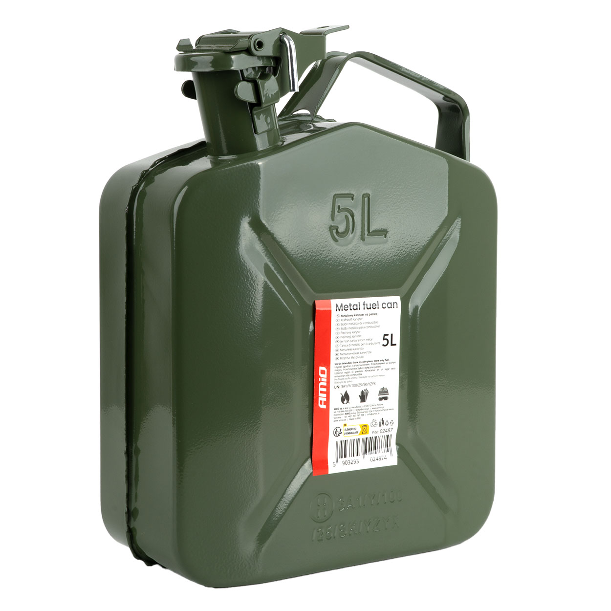 Kanister metalowy na paliwo 5L AMIO-02487 