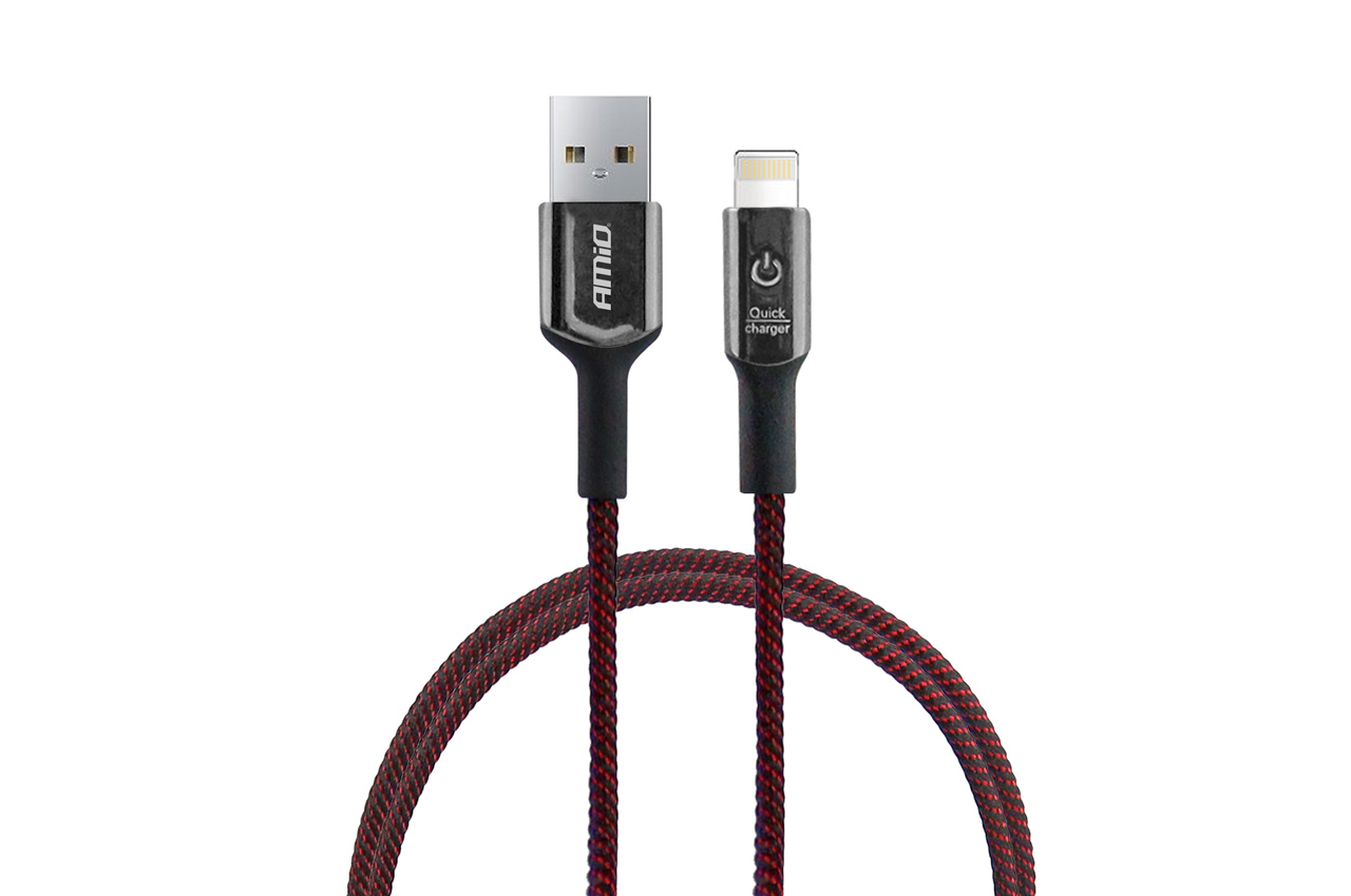Kabel USB iphone Lightning z diodą LED 1 m UC-10 AMIO-02527 