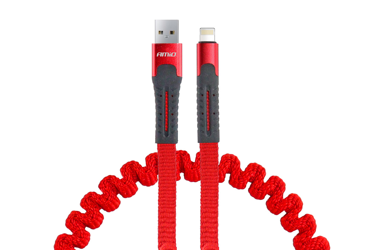 Kabel USB iphone Lightning sprężynujący 1.2 m UC-13 AMIO-02530 