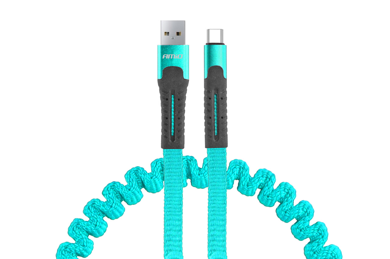 Kabel USB USB-C sprężynujący 1.2 m UC-14 AMIO-02531 