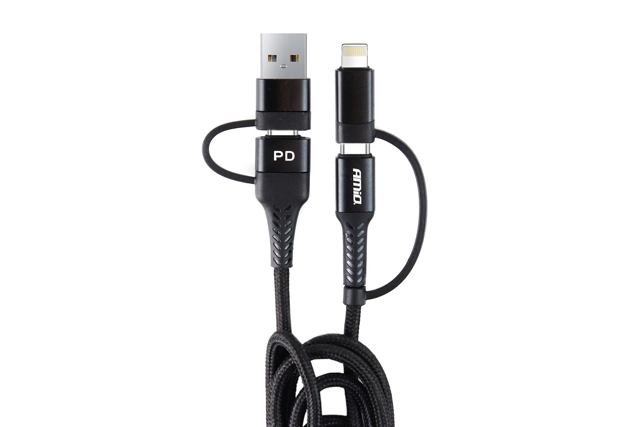 Kabel USB USB-C 3w1 iphone Lightning USB USB-C 1m UC-15 AMIO-02547 