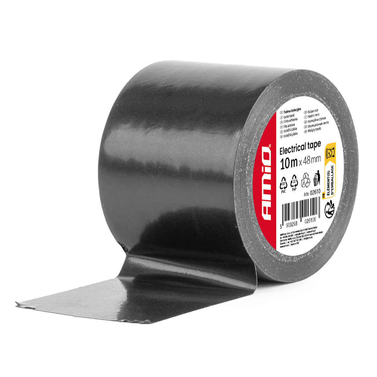 Taśma izolacyjna szkot czarna PCV 48mm x 10m AMIO-02610 