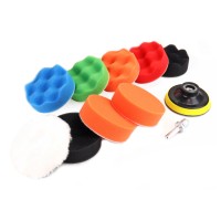 Zestaw gąbek do polerowania gąbki polerskie 9 el.+ dysk 80 mm + adapter M14 AMIO-02647 