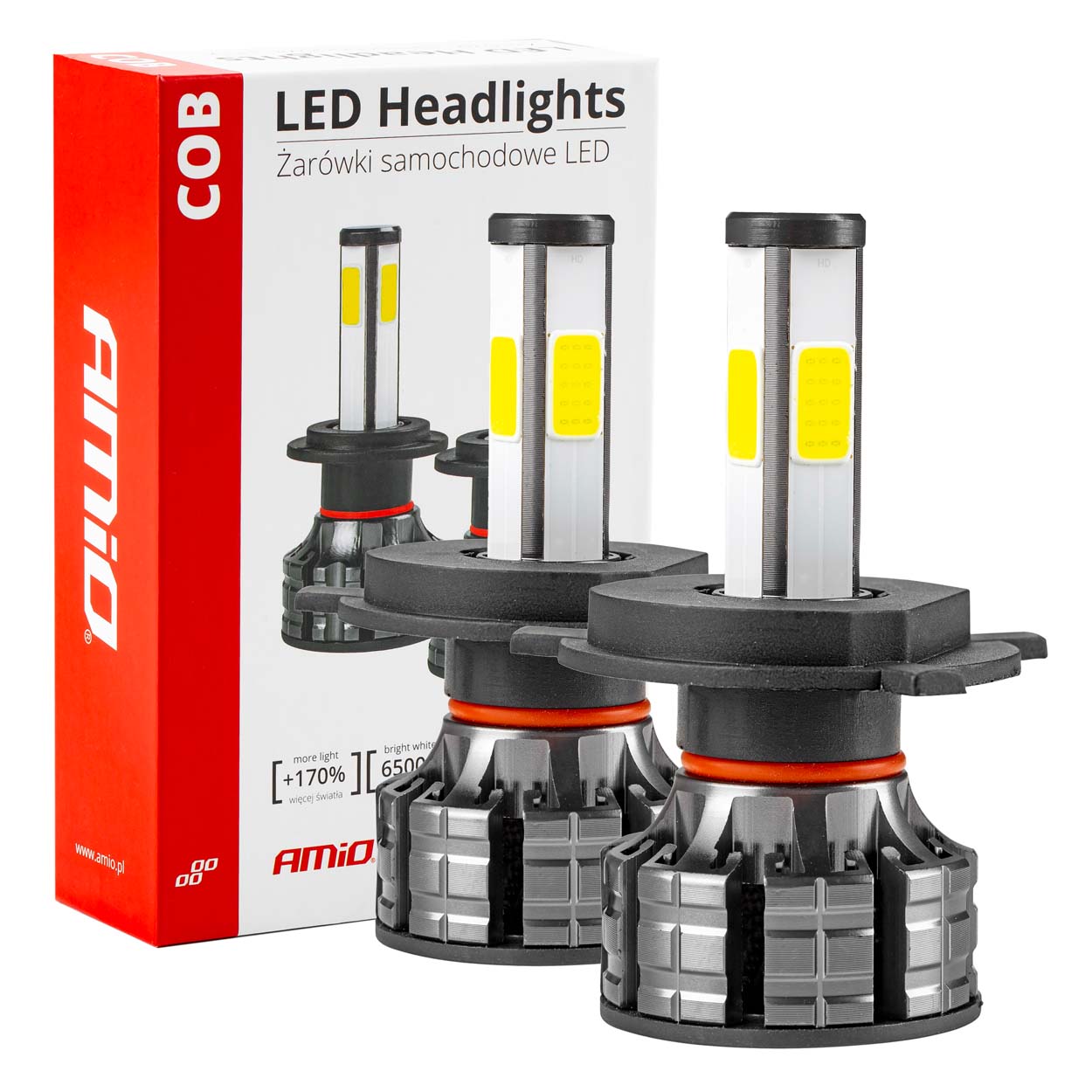 Żarówki samochodowe LED seria COB H4 6500K AMIO-02843 