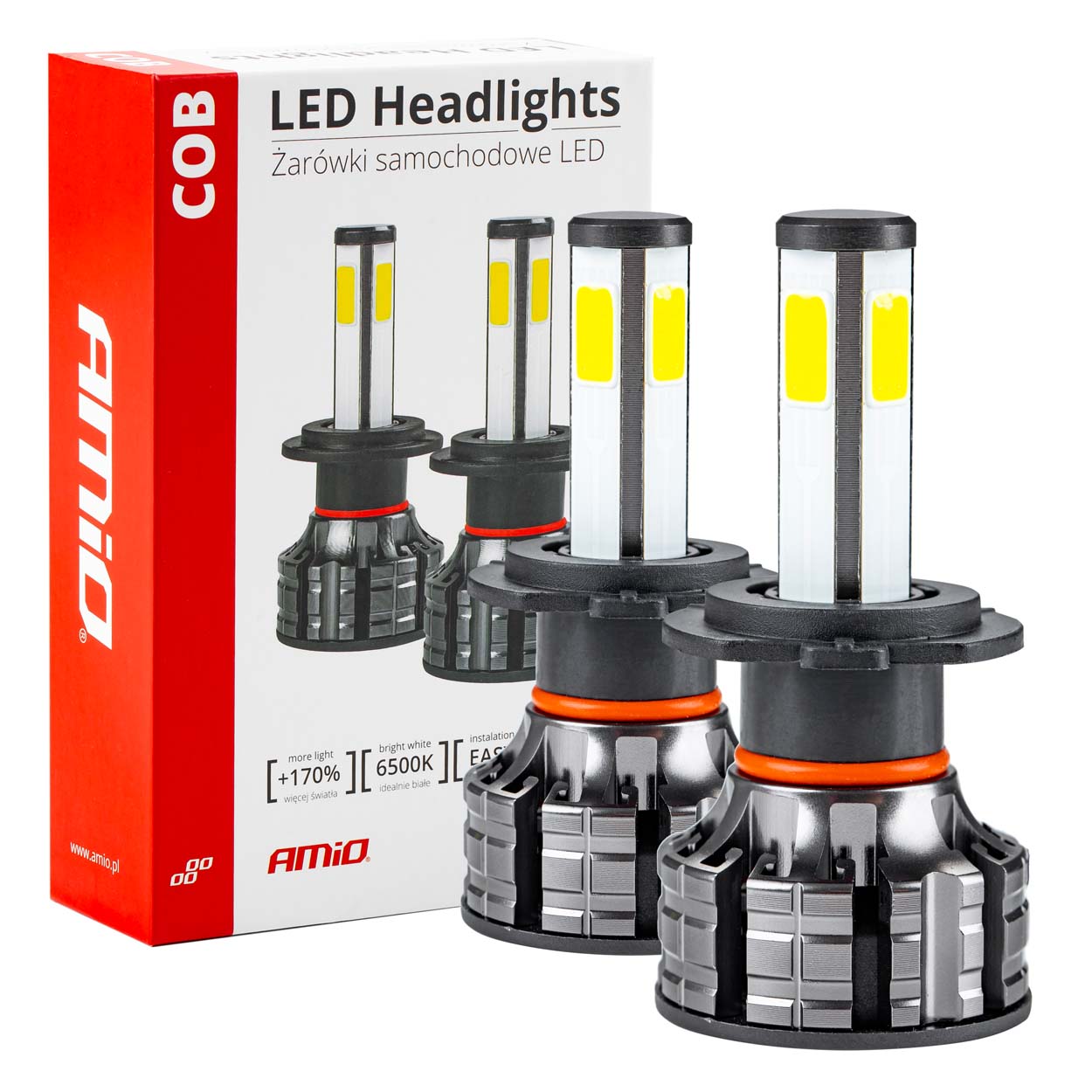 Żarówki samochodowe LED seria COB H7 6500K AMIO-02844 