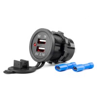 Wodoodporna ładowarka z gniazdami 2x USB 12V 24V MOD-03 AMIO-02853 