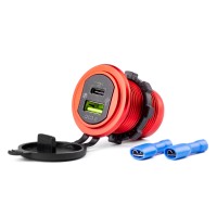 Wodoodporna ładowarka z gniazdami USB + USB-C 12V 24V MOD-09 AMIO-02859 