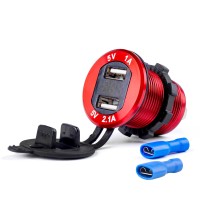 Wodoodporna ładowarka z testerem napięcia 2x USB 12V 24V MOD-11 AMIO-02861 