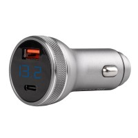 Ładowarka samochodowa z woltomierzem 38W PCH PRO-06 USB+USB-C 12V 24V AMIO-02932 