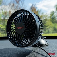 logo Wiatrak samochodowy wentylator z przyssawką 12V AMIO-03003