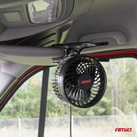 logo Wiatrak samochodowy wentylator z klipsem 12V AMIO-03005