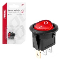 Włącznik przełącznik okrągły z czerwonym podświetleniem AMIO-03086 