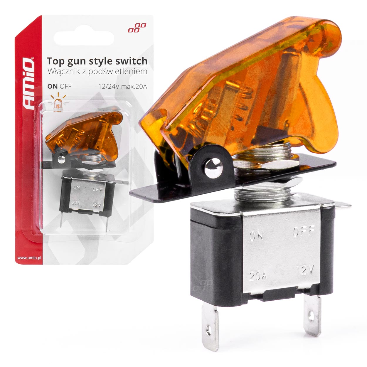 Włącznik z pomarańczowym podświetleniem Top Gun ON OFF AMIO-03094 