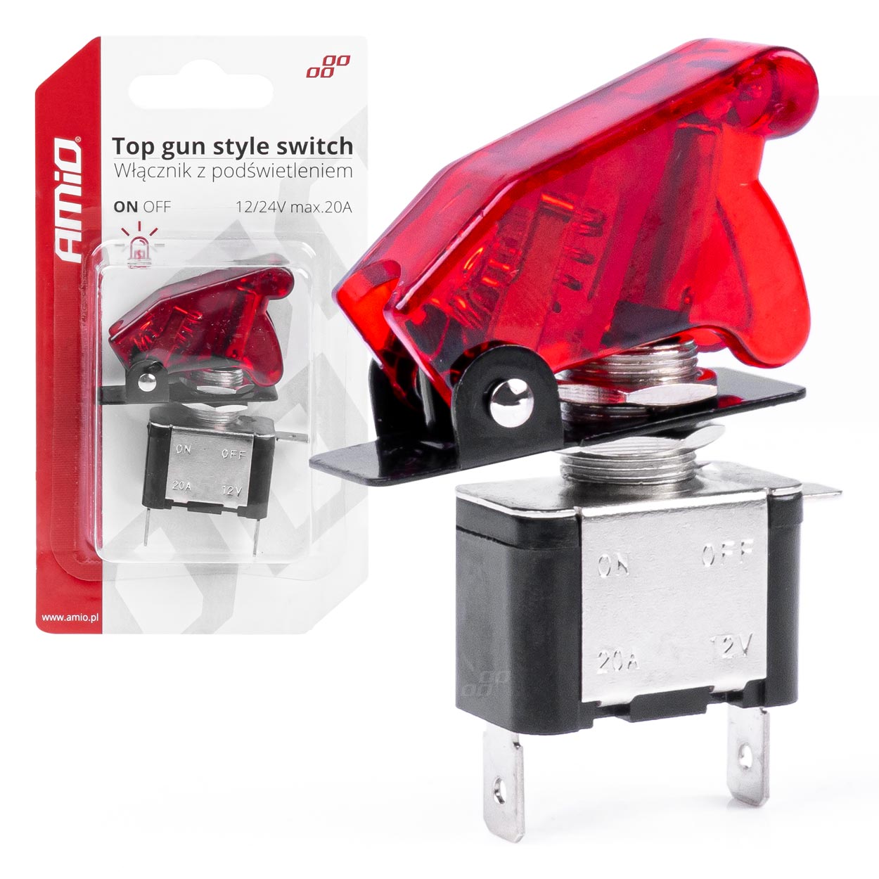 Włącznik przełącznik TOP GUN podświetlany AMIO-03095 