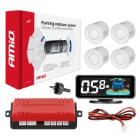 Czujniki parkowania cofania białe LED 3D AMIO-03188 