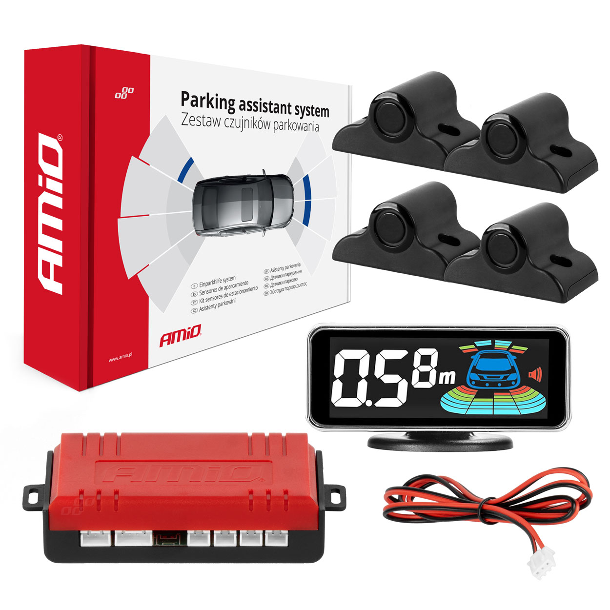 Czujniki parkowania cofania czarne LED 3D TRUCK BUS AMIO-03189 