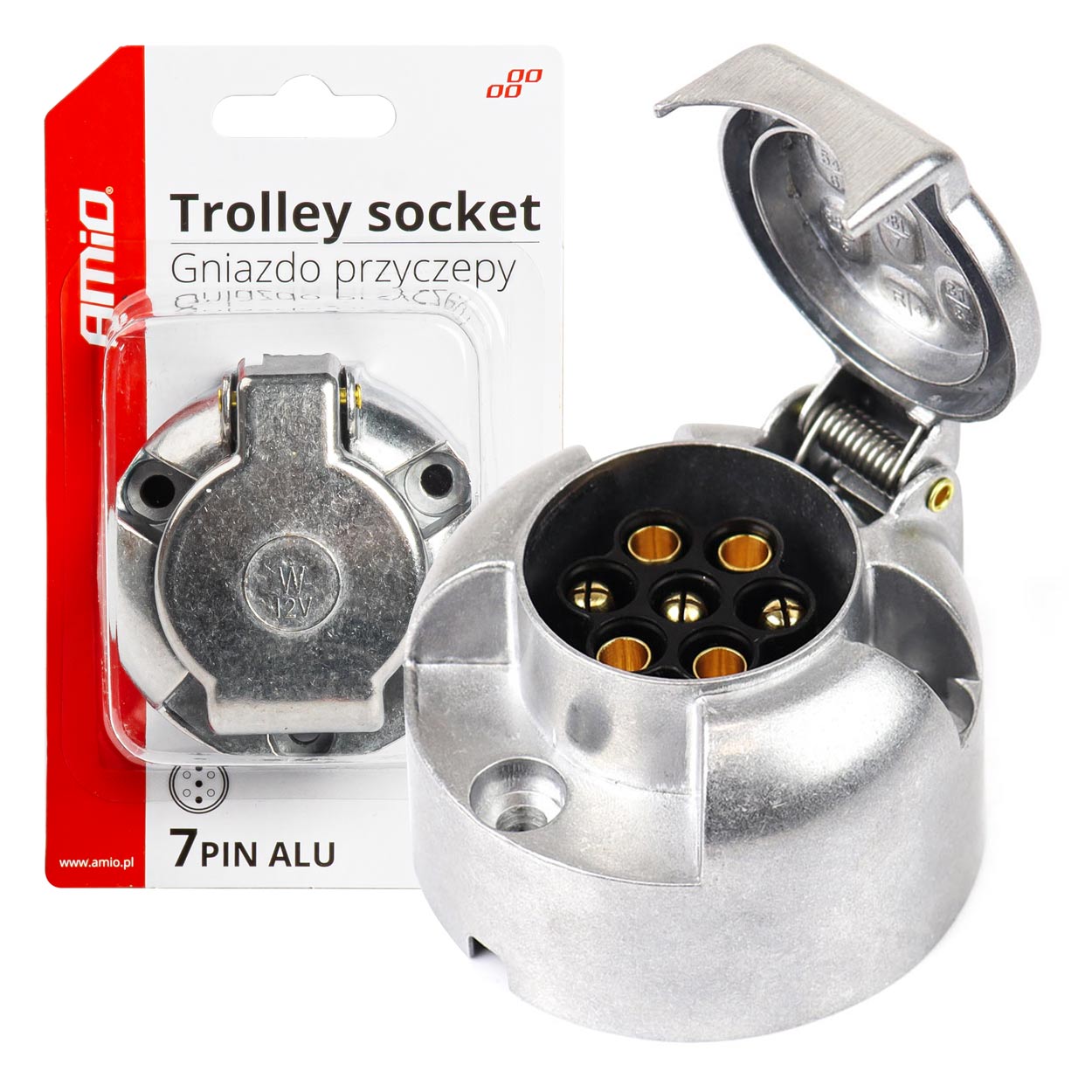 Gniazdo haka przyczepy aluminiowe 7 PIN AMIO-03217 