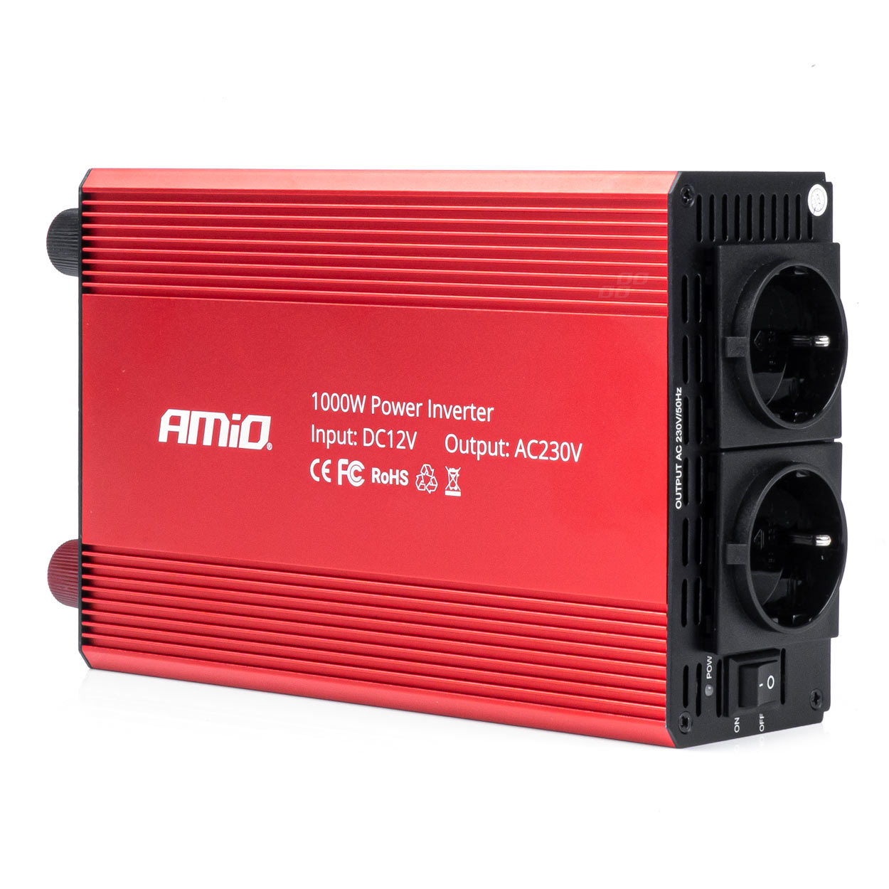 Przetwornica samochodowa prądu 12V 230V 1000W AMIO-03283 